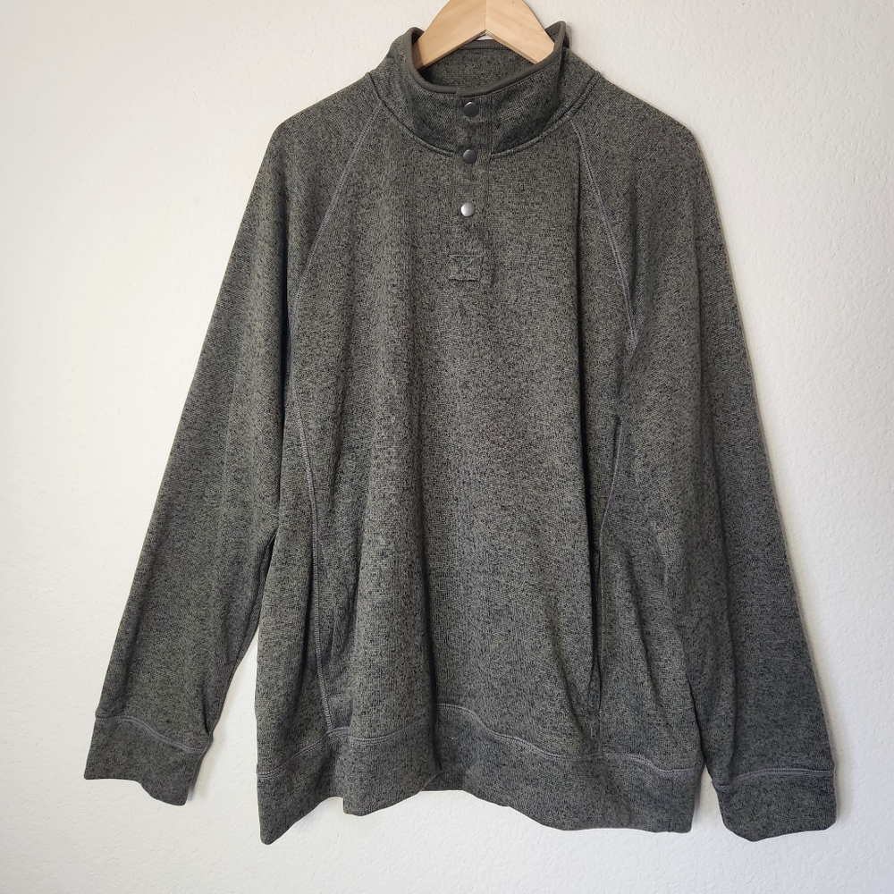 Men's Olive Green Sonoma Goods For Life Pullover Pockets quarter Button Size XL